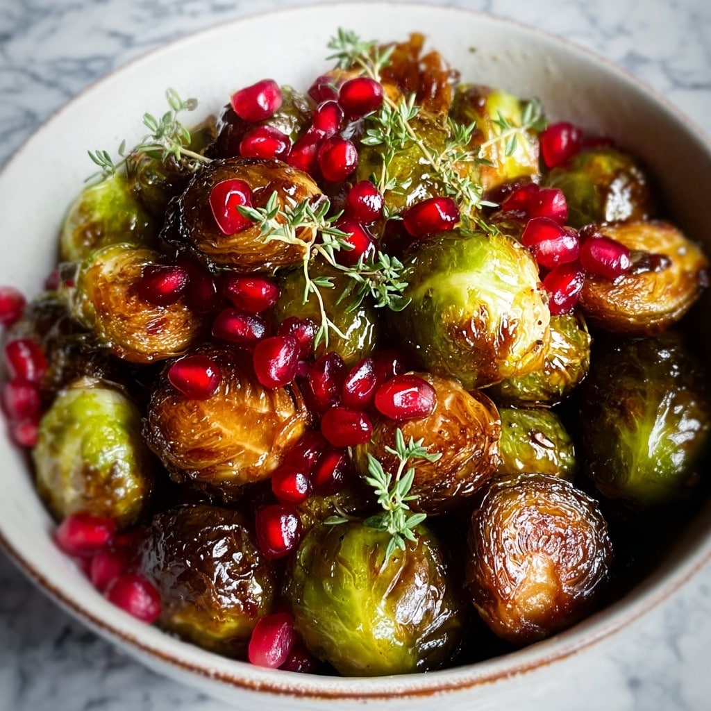 Balsamic Glazed Brussels Sprouts with Pomegranate Seeds Recipe