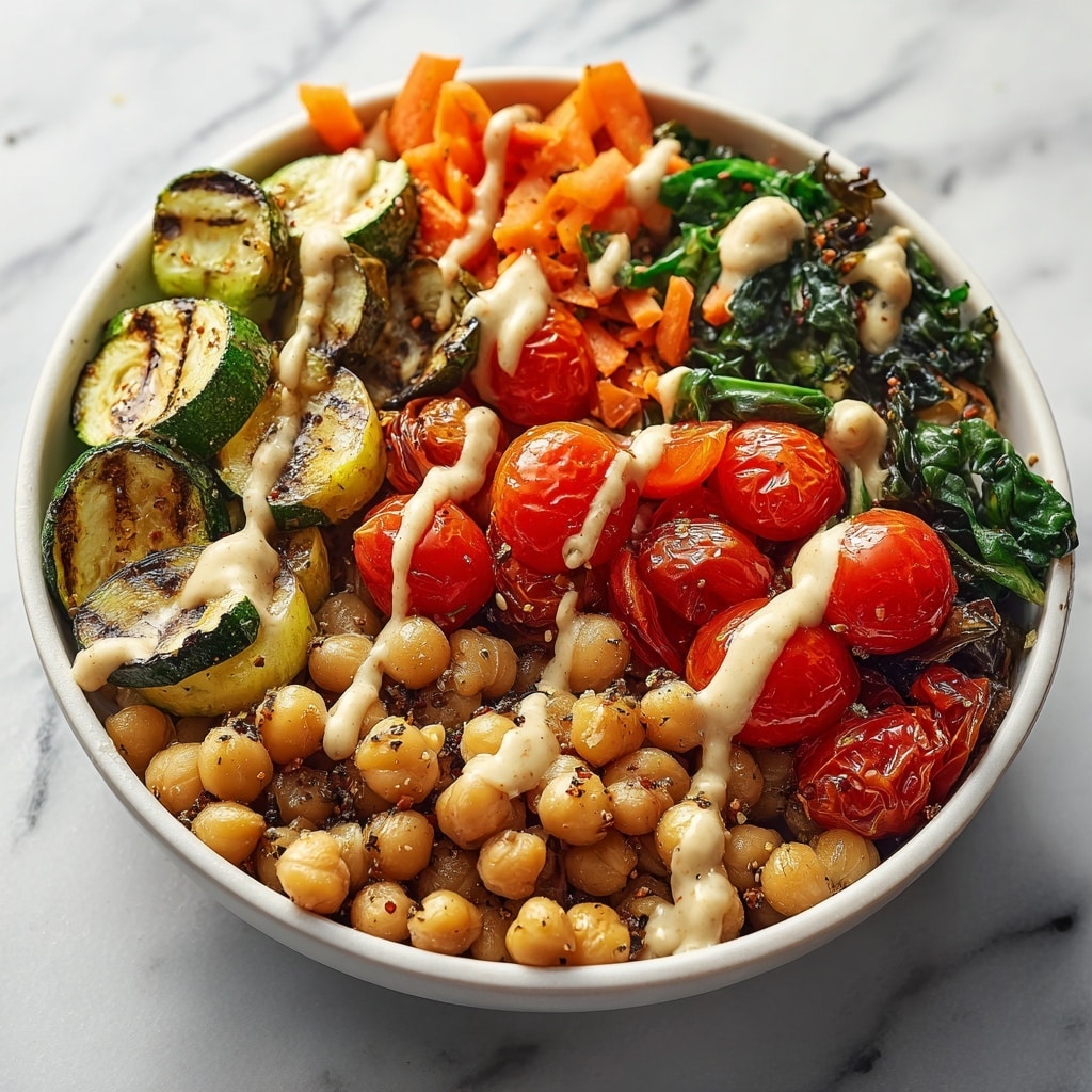 Roasted Vegetable & Chickpea Bowl with Tahini Dressing Recipe