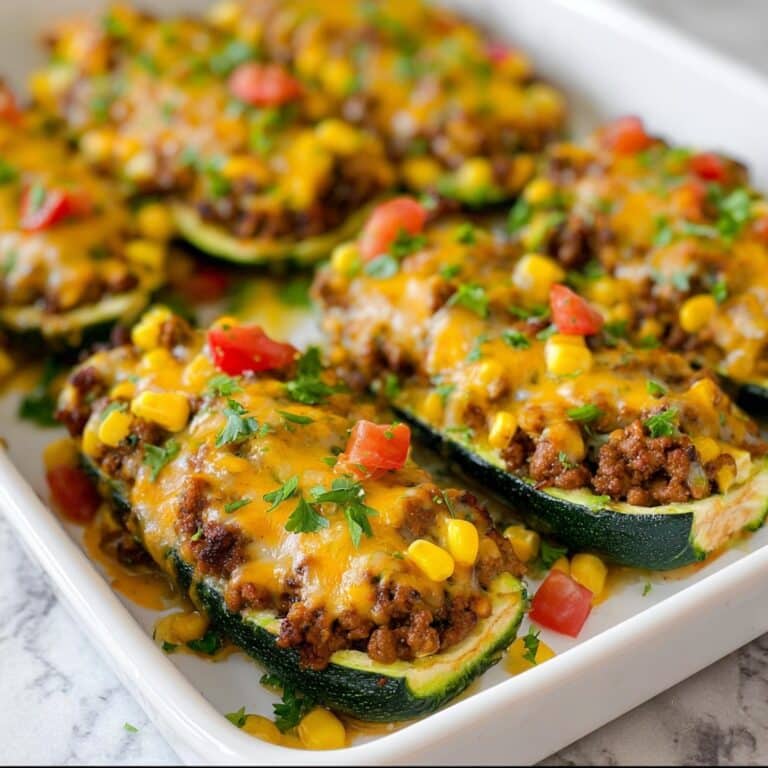 Beef Enchilada Stuffed Zucchini Boats Recipe
