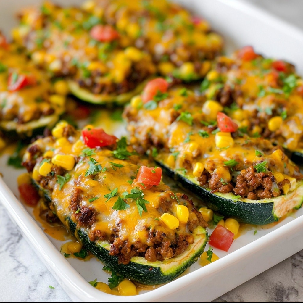 Beef Enchilada Stuffed Zucchini Boats Recipe