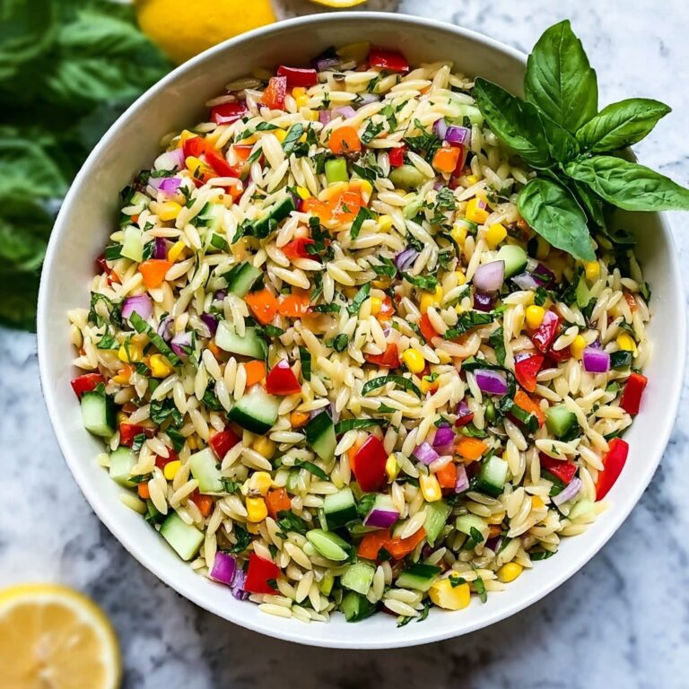 Lemony Rainbow Orzo Salad Recipe