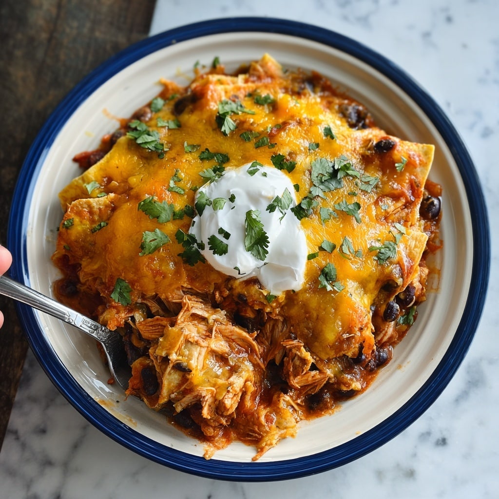 Cheesy Slow Cooker Chicken Enchilada Bake Recipe - Recipe Image