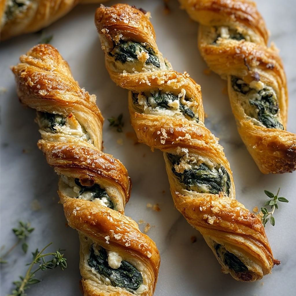 Spinach and Feta Puff Pastry Twists Recipe - Recipe Image