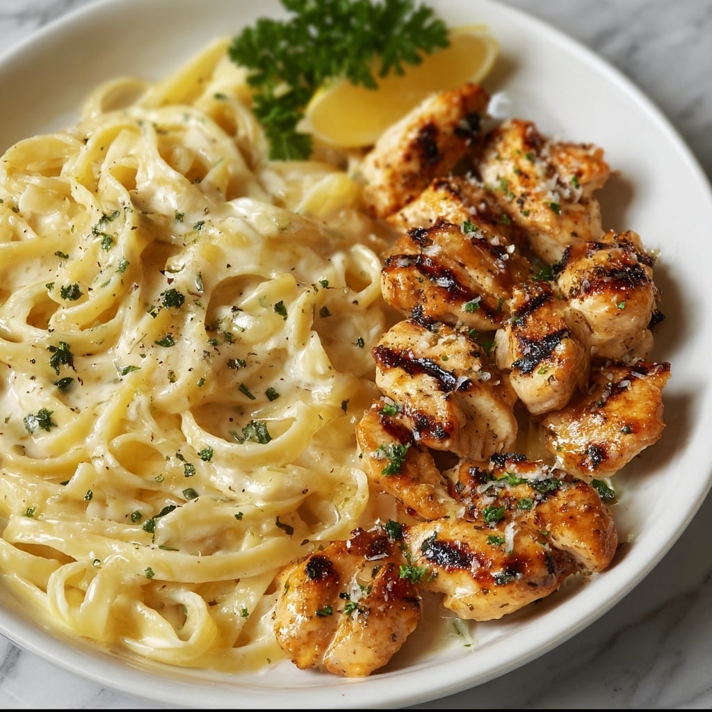 Lemon Garlic Butter Chicken with Parmesan Linguine Recipe - Recipe Image