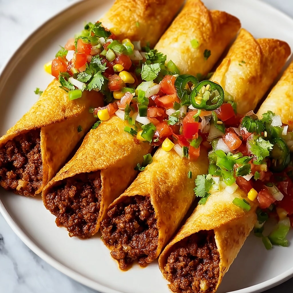 Crispy Beef Taquitos with Cheesy Filling Recipe - Recipe Image