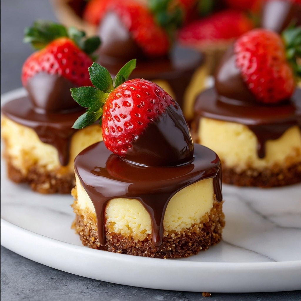 Chocolate-Dipped Strawberry Mini Cheesecakes Recipe - Recipe Image