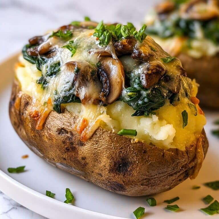 Baked Potatoes with Spinach, Cheese, and Mushrooms Recipe