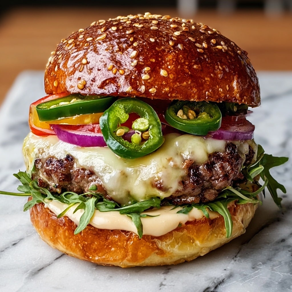 Spicy Jalapeño Pepper Jack Burger Recipe - Recipe Image