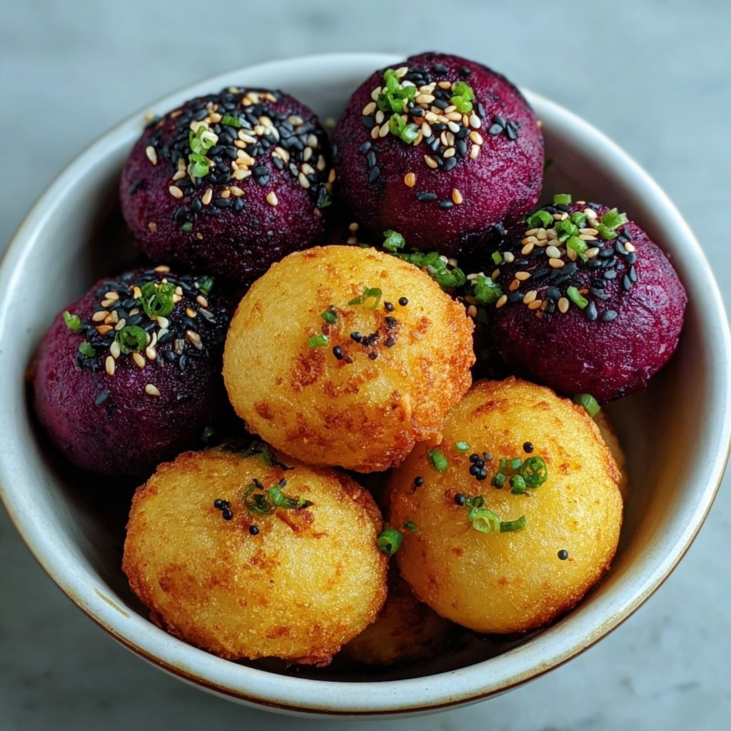 Korean Sweet Potato Mochi Balls Recipe - Recipe Image