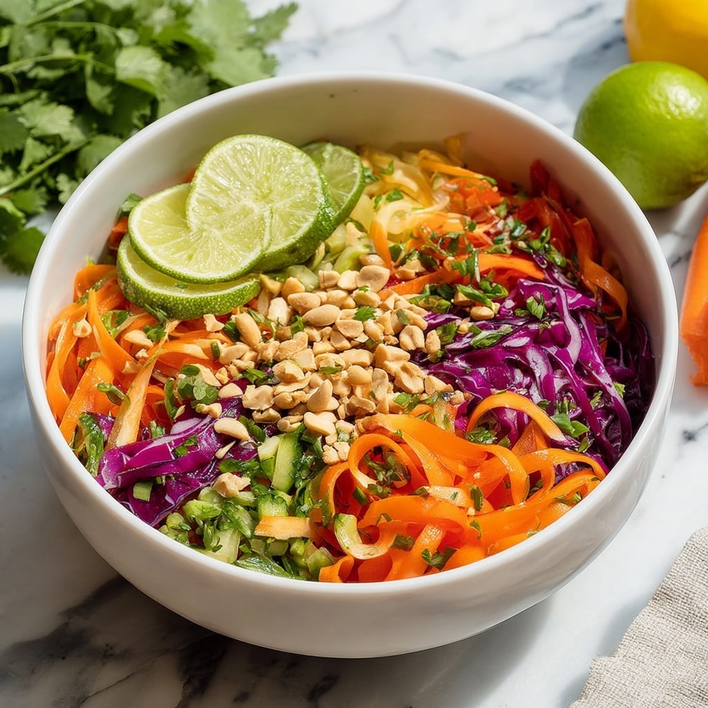 Thai-Inspired Crunchy Salad with Peanut Butter Ginger Sauce Recipe - Recipe Image
