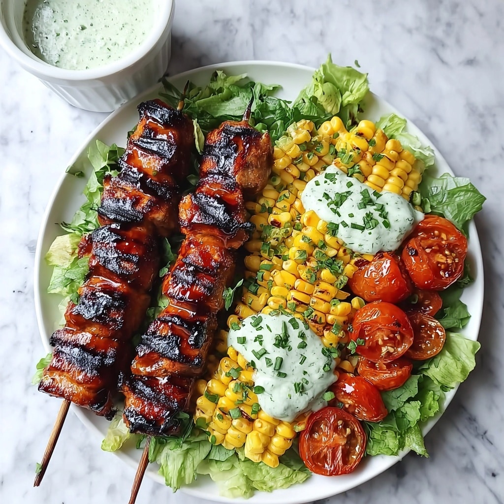 BBQ Chicken Skewer Salad with Herby Ranch Recipe - Recipe Image