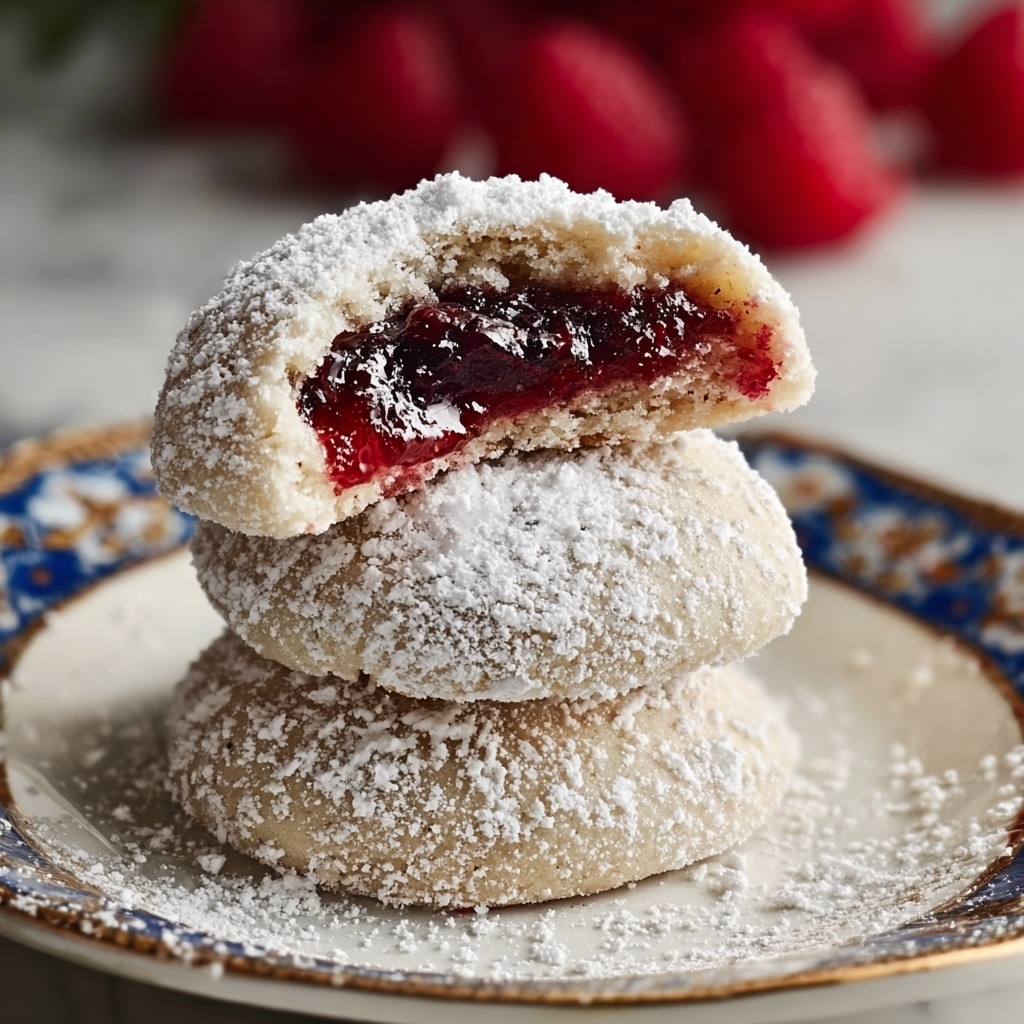 Raspberry-Filled Almond Snow Cookies Recipe - Recipe Image