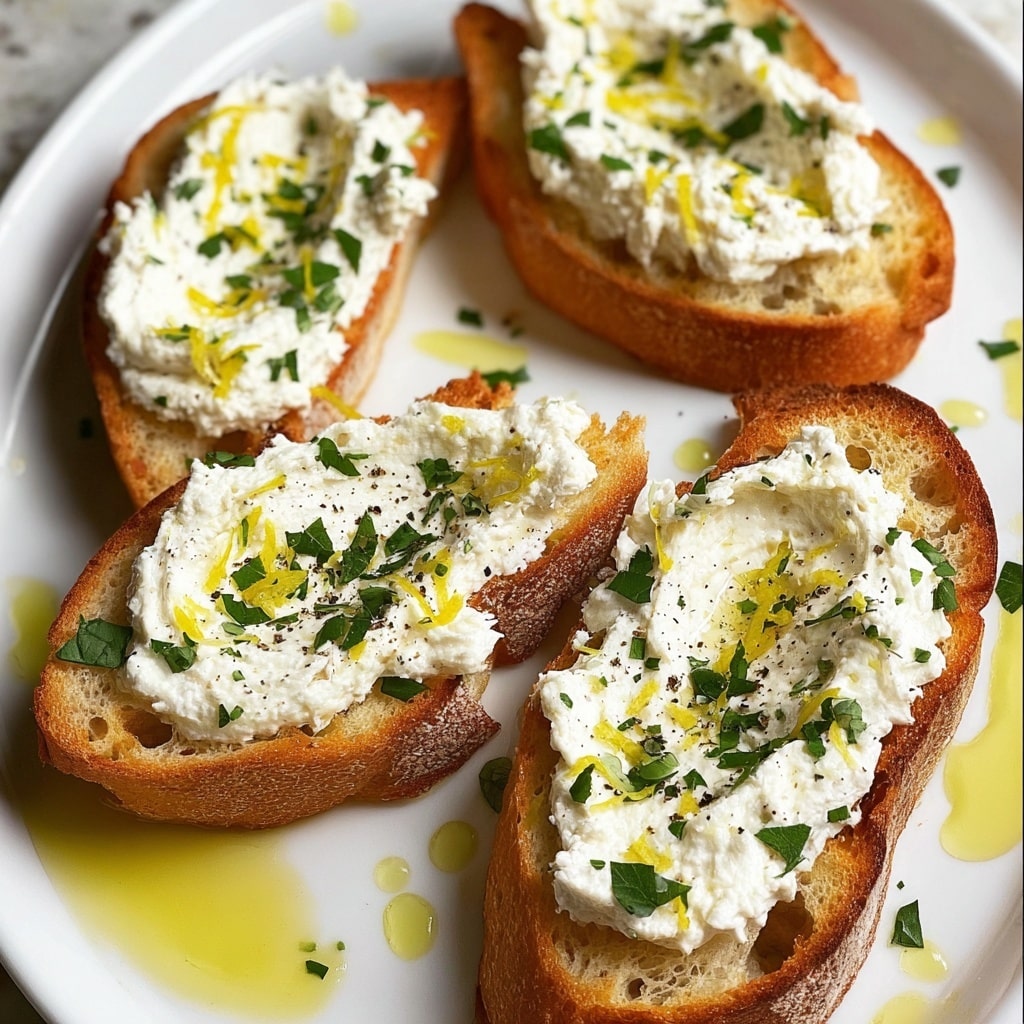 Lemon Herb Whipped Ricotta Toasts Recipe - Recipe Image