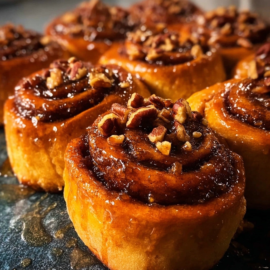 Caramel Pecan Sticky Buns with Maple Drizzle Recipe - Recipe Image