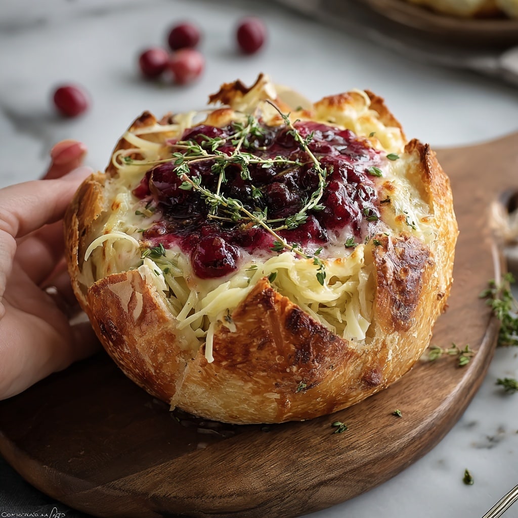 Baked Cranberry Brie Bread Bowl Recipe - Recipe Image