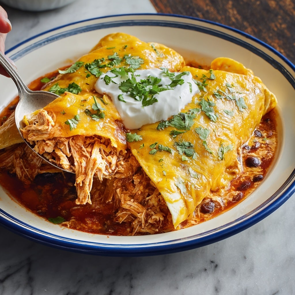 Cheesy Slow Cooker Chicken Enchilada Bake Recipe - Recipe Image