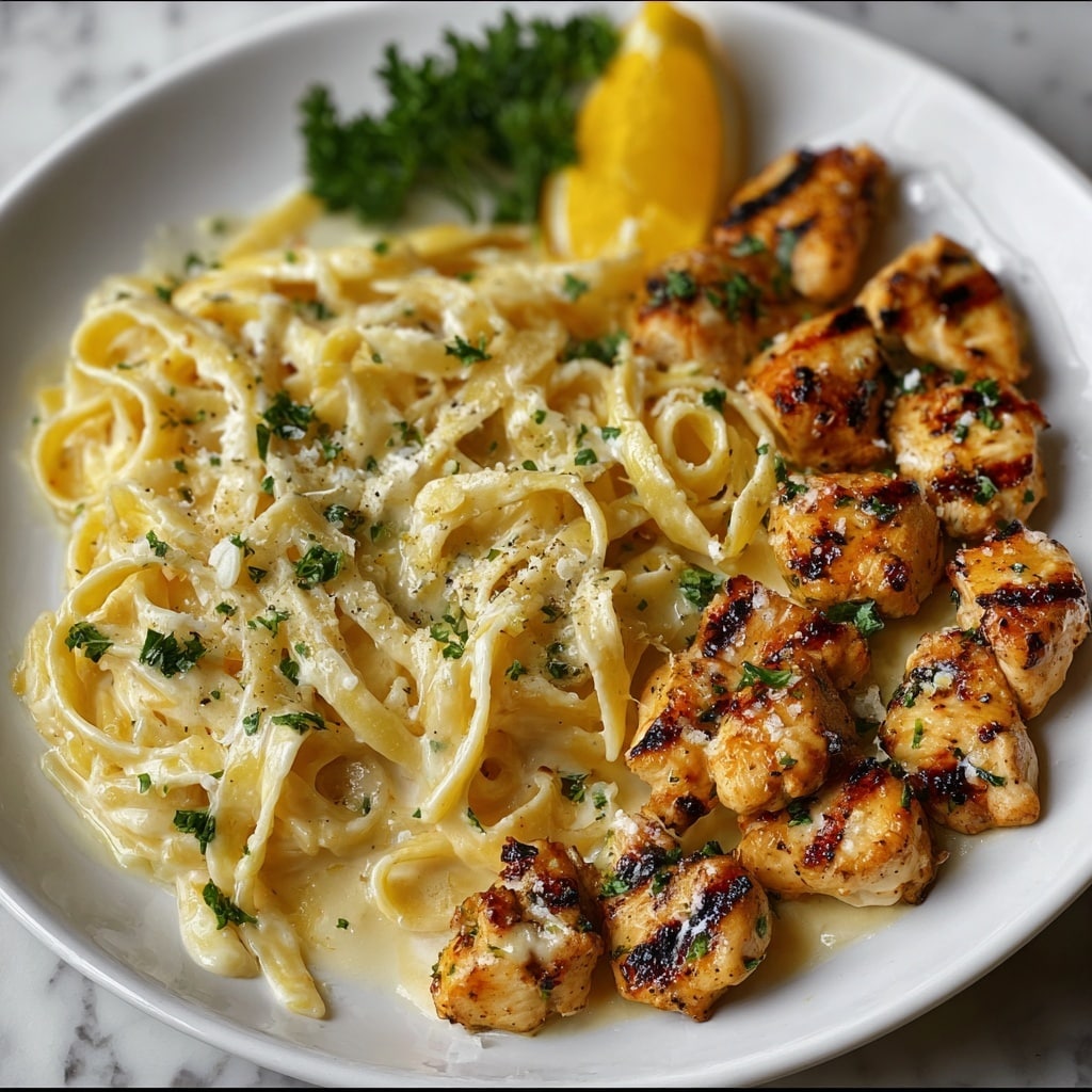Lemon Garlic Butter Chicken with Parmesan Linguine Recipe - Recipe Image