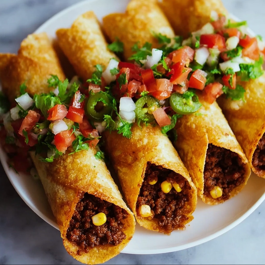 Crispy Beef Taquitos with Cheesy Filling Recipe - Recipe Image