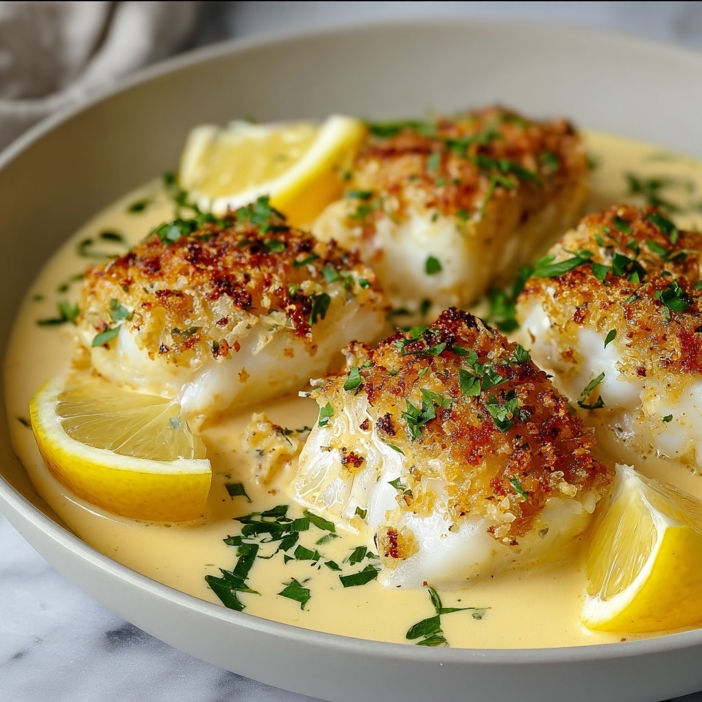 Baked Cod in Coconut Lemon Cream Sauce Recipe - Recipe Image