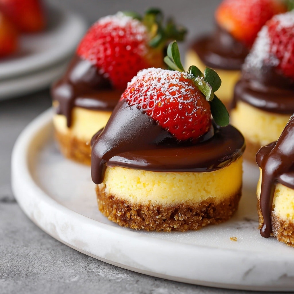 Chocolate-Dipped Strawberry Mini Cheesecakes Recipe - Recipe Image