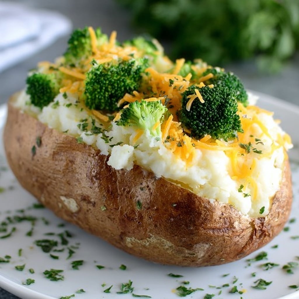 Cheesy Broccoli Twice-Baked Potatoes Recipe - Recipe Image