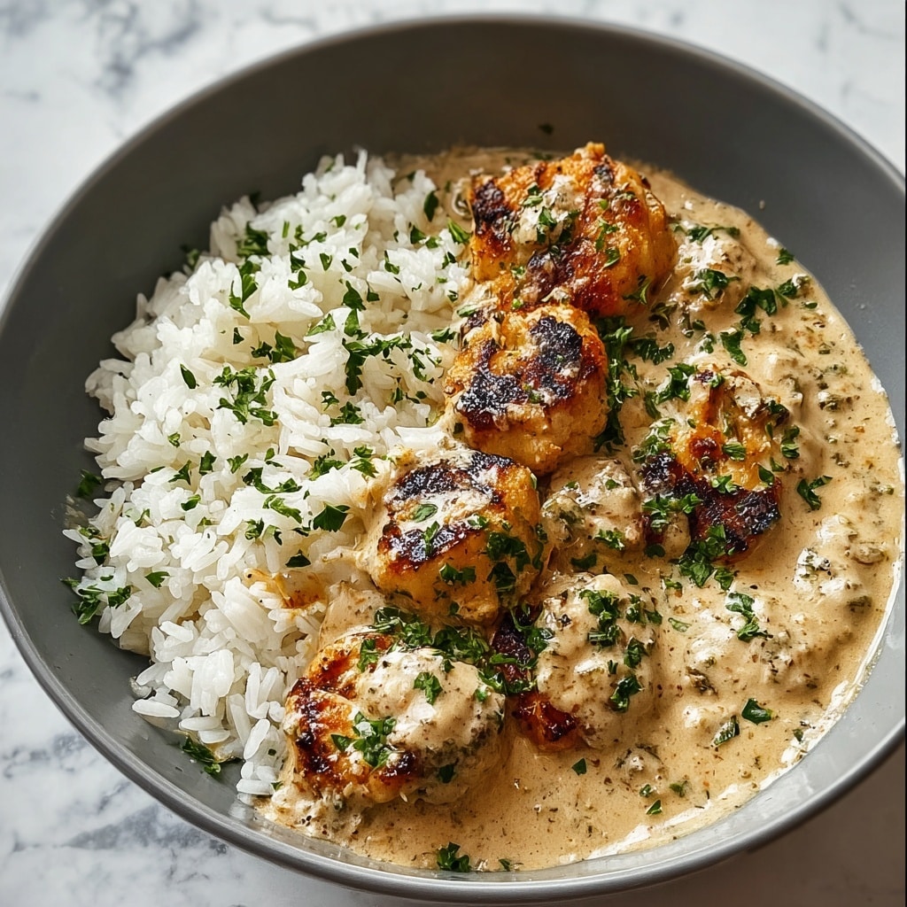Creamy Smothered Chicken and Rice Recipe - Recipe Image