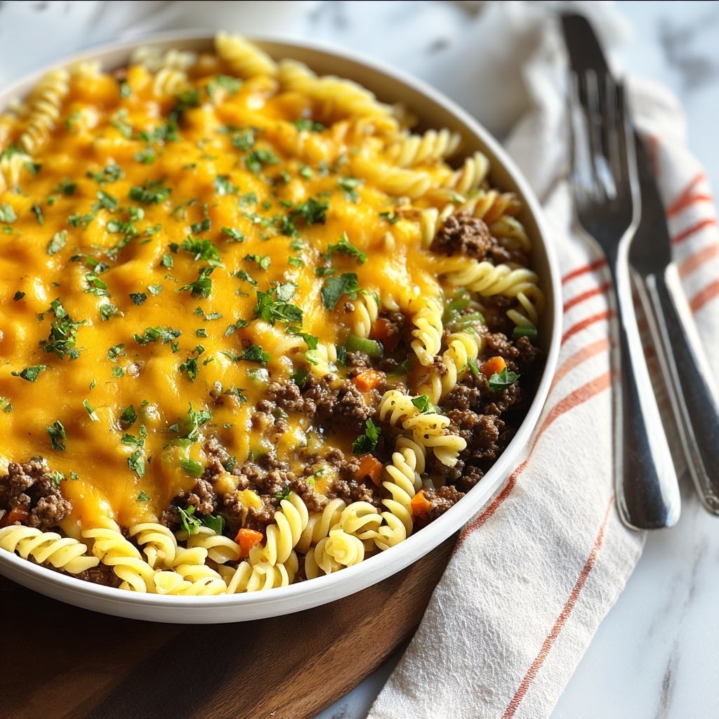 One Pot Cheeseburger Casserole Recipe - Recipe Image