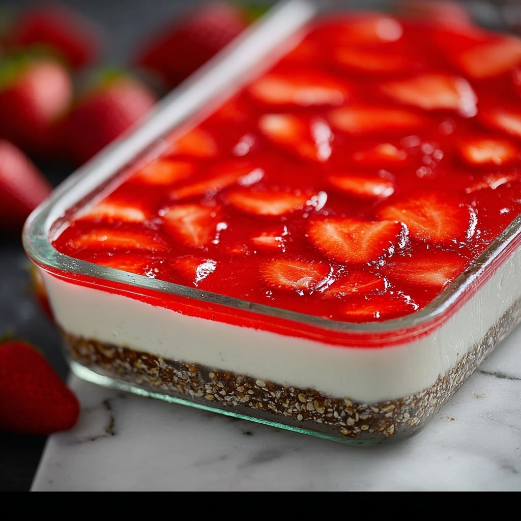 Strawberry Jello Pretzel Salad Recipe - Recipe Image