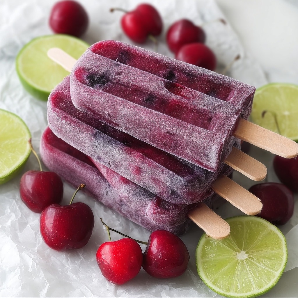 Cherry Lime Ice Pops Recipe - Recipe Image