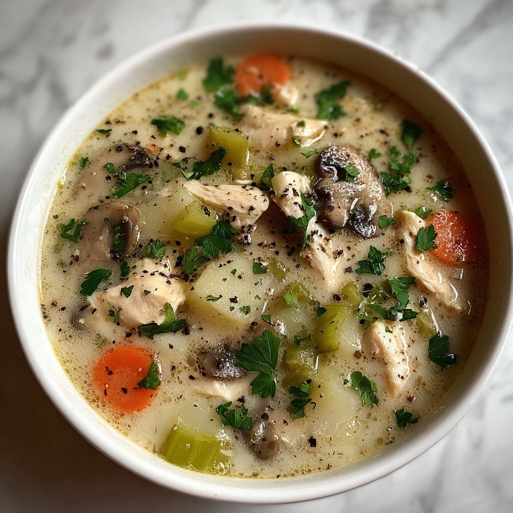 Easy Chicken, Mushroom & Leek Soup Recipe - Recipe Image