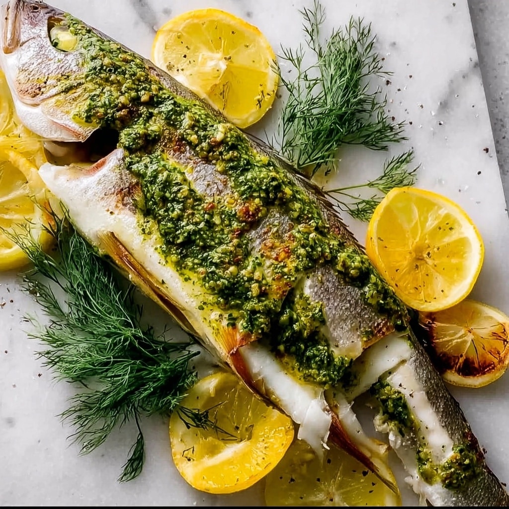 Whole Baked Fish with Garlic & Dill Butter Recipe - Recipe Image