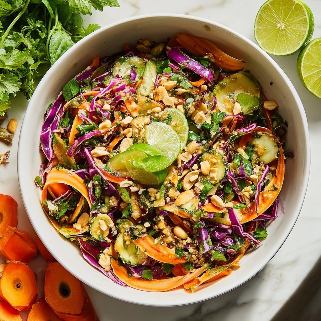 Thai-Inspired Crunchy Salad with Peanut Butter Ginger Sauce Recipe - Recipe Image
