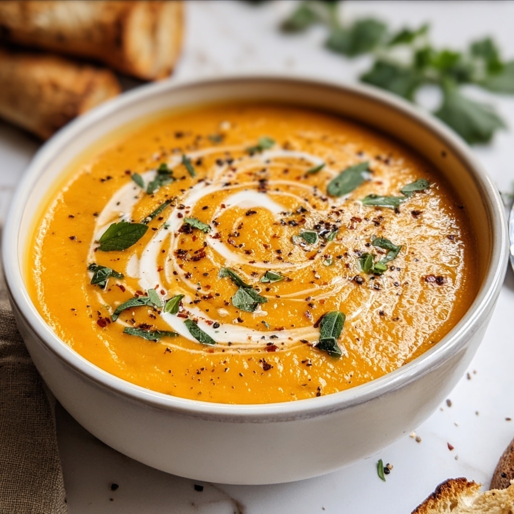 Creamy Tomato Soup with Basil and Coconut Milk Recipe - Recipe Image