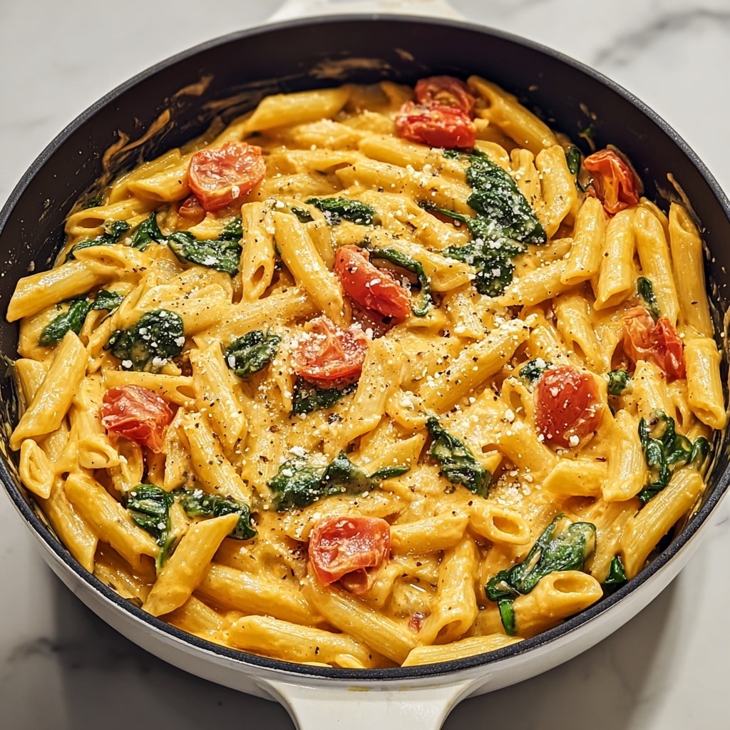 Delicious Spinach Tomato Pasta Recipe - Recipe Image