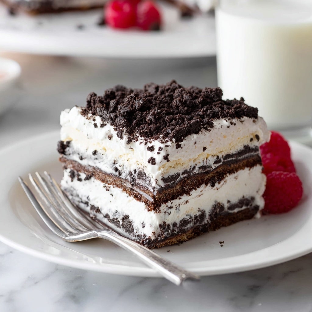 Ice Cream Sandwich Cake with Oreo and Hot Fudge Recipe