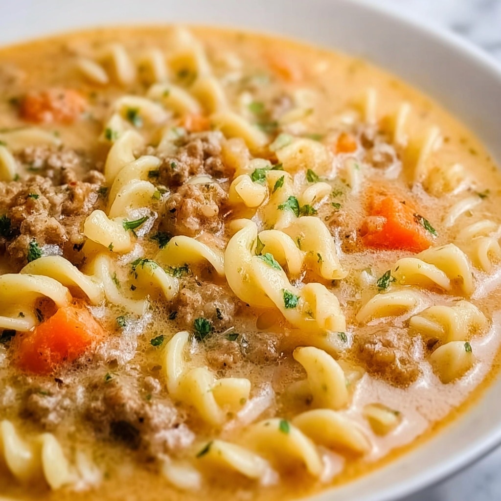 Cheeseburger Macaroni Soup: Creamy Comfort in One Pot Recipe - Recipe Image