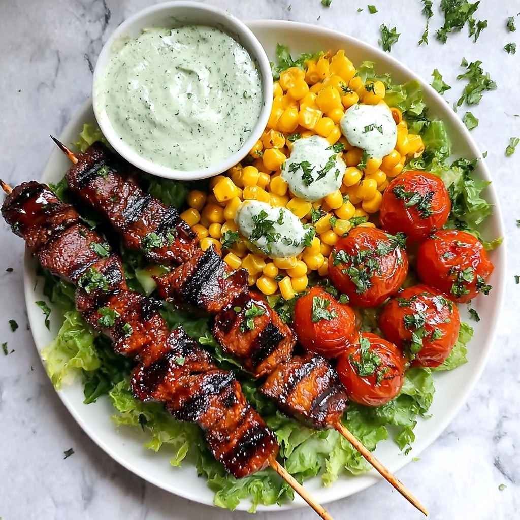 BBQ Chicken Skewer Salad with Herby Ranch Recipe - Recipe Image