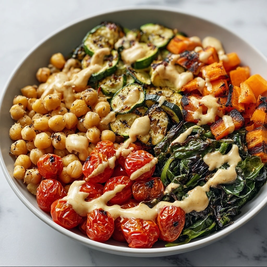Roasted Vegetable & Chickpea Bowl with Tahini Dressing Recipe - Recipe Image