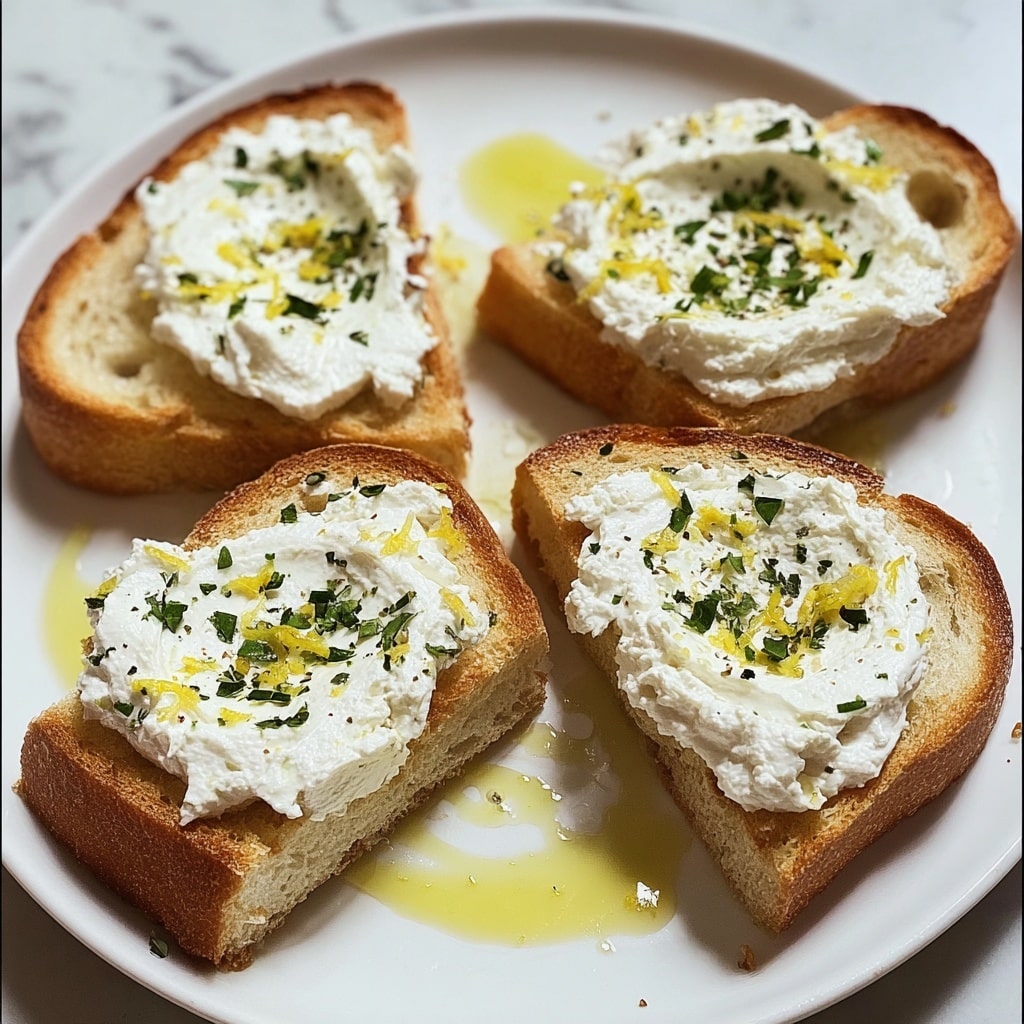 Lemon Herb Whipped Ricotta Toasts Recipe - Recipe Image