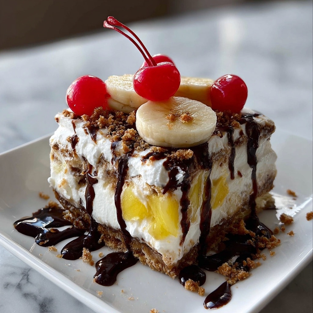 No Bake Banana Split Cake Recipe - Recipe Image