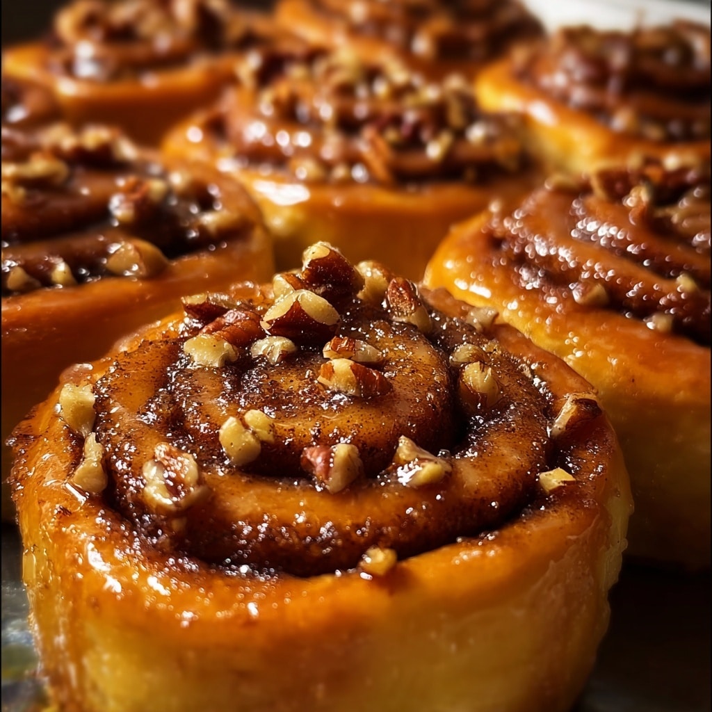 Caramel Pecan Sticky Buns with Maple Drizzle Recipe - Recipe Image