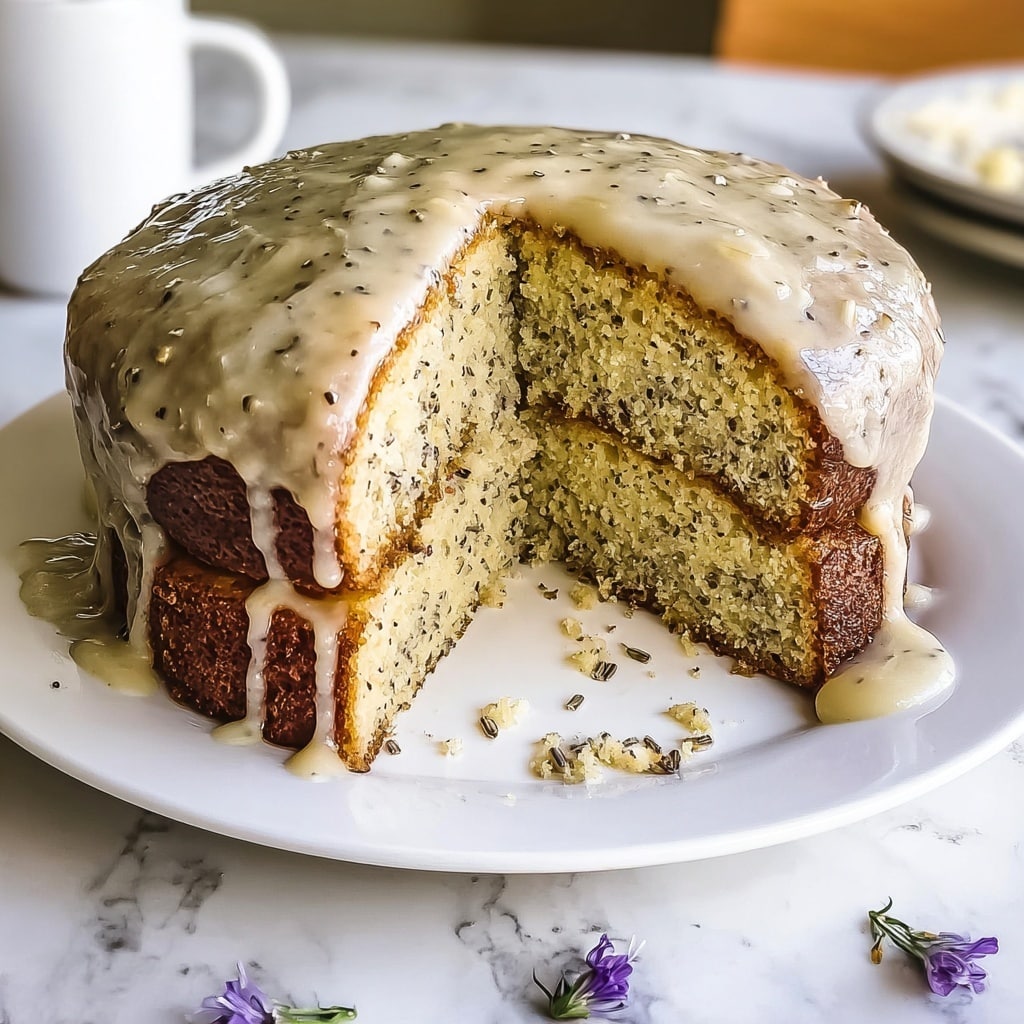 Grey Lavender Cake with Honey Lemon Glaze Recipe - Recipe Image
